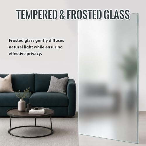 Image of Bifold Frosted Glass Barn Door 32 inchx84 inch with Hardware Included