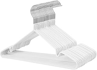 SONGMICS Metal Hangers, 20 Pack Non-Slip Clothes Hangers, 0.4 cm Thick, Space Saving, 360° Swivel Hooks, for Coats, Shirts, Blouses, Dresses, Tops, PVC Coating, White CRI33WT20