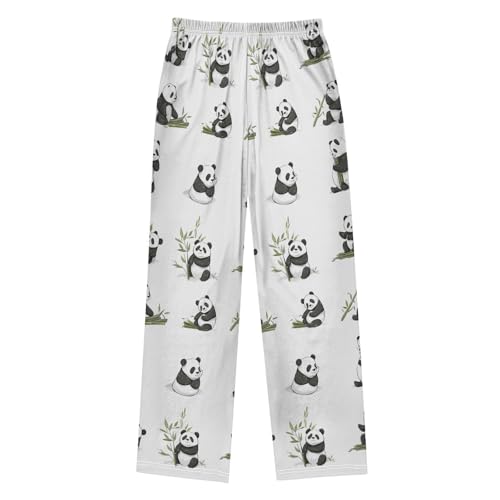 Pajama Pants Panda White Pattern Long Sleep Pants Lounge Bottoms2