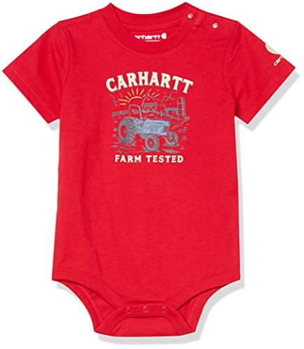 Carhartt Baby Boys' Short-Sleeve Farm Bodysuit, Tango Red, 6 Months #TOP30