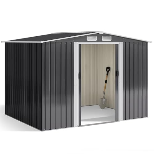 Xbro Abri à outils en métal 5 m², abri de jardin d'extérieur avec toit incliné et porte coulissante, abri à outils avec serrure...