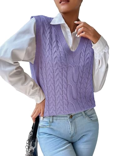 Image of Womens Sweater Vest Sleeveless Cotton Casual V Neck Pullover