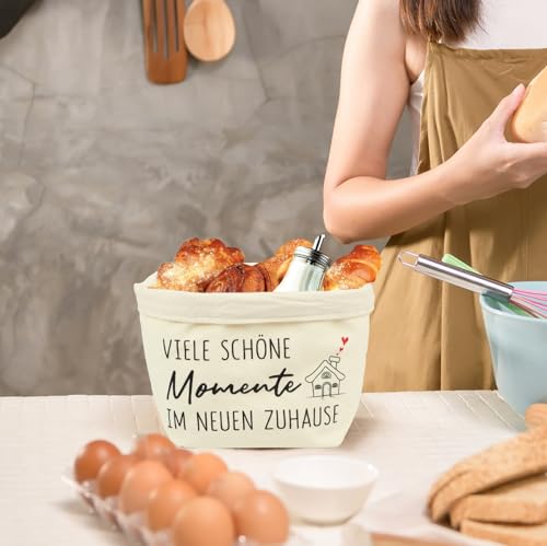 MEJOSER Einzugsgeschenke Wohnung Haus Brötchenkorb Einweihungsgeschenk Brot und Salz Geschenk zum Einzug Umzug Brottasche Brotkorb aus Stoff