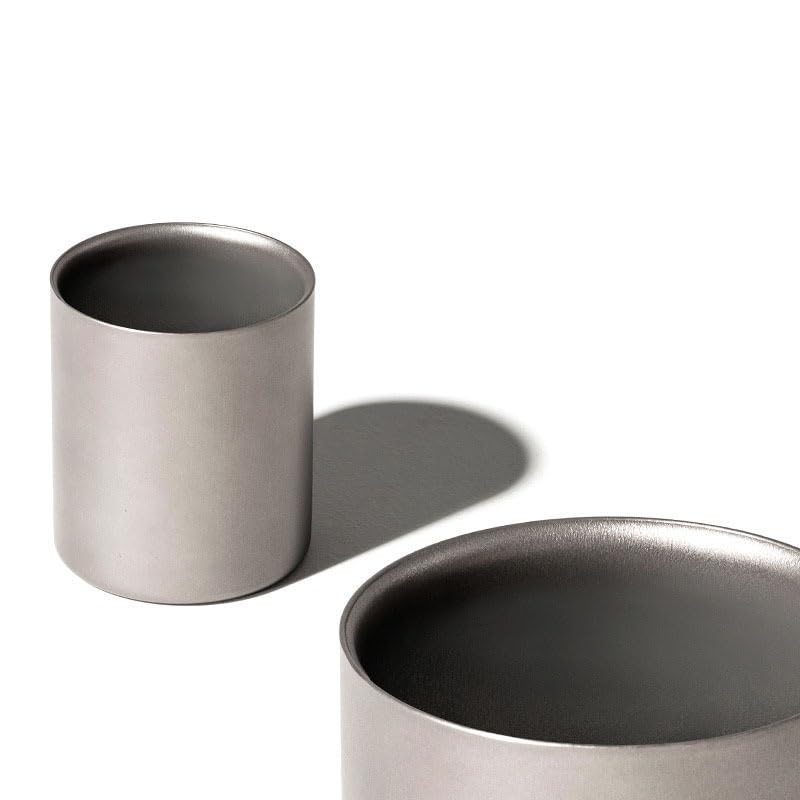 Lot de 3 tasses à thé isolées en titane pur bleu de 120 ml