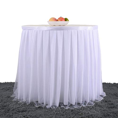 Flameer tafelkleed tule tafelrok wit voor babyshower, bruiloft, verjaardag, kinderverjaardag - Image 8