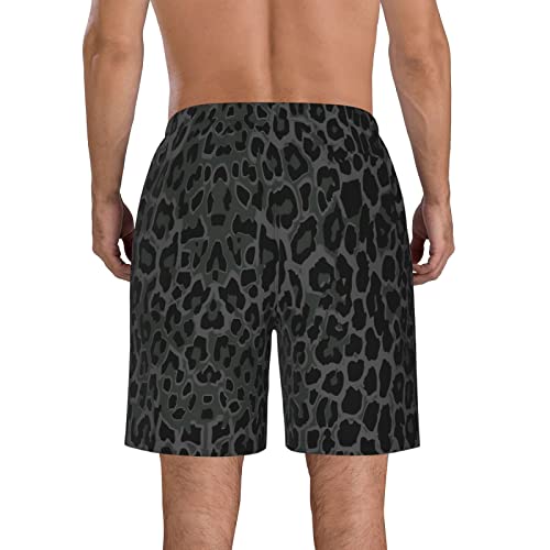 Black Leopard Print Mens Swim Trunks Men's Shorts Swimwear Bathing Suits Quick Dry Beach Shorts with Pockets4
