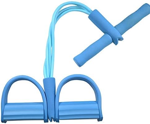 20" 11" 4 Tubes Natural Latex Foot Pedal Elastic Pull Rope with Handle Fitness Equipment Bodybuilding Expander for Abdomen/Waist/Arm/Leg Stretching Slimming Training