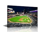 1 Piece Target Field Wall Art Painting on Canvas Baseball Field Skyline Bedroom Wall Art Modern Decor Minneapolis Cityscape House Decor for Living Room Pictures Stretched on Wooden Frame, 18x12in