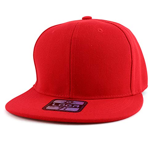 Trendy Apparel Shop Big Size Oversized Flat Bill Baseball Fitted Cap - Red - 7 3/4