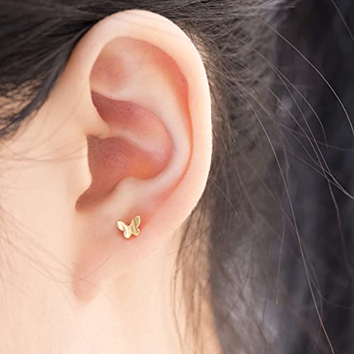 Butterfly Earrings Sterling Silver Tiny Butterfly Stud Earrings for Women Gold Minimalist Earrings Dainty Hypoallergenic Earrings for Sensitive Ears Mothers Day Gifts for Wife3
