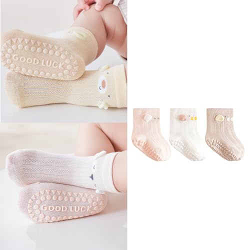 Set Of 3 Pair Lightweight Toddler Socks Baby Floor Socks With Breathable Fabric And Not Binding Cuffs For Daily Wear2