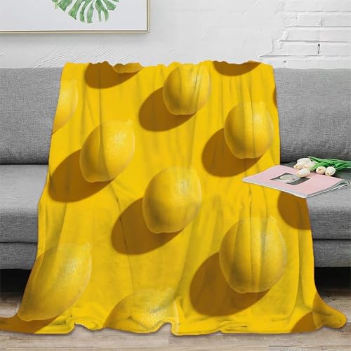 HWEICOIN Limón Colcha 3D Manta Premium Cálida Acogedora Mantas Mullidas para Mujeres Adolescentes Niños Sofá Cama Regalo 60x80inch(150x200cm)