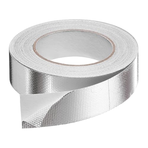 HARFINGTON Heat Shield Tape 1.18" x 164 ft Waterproof Sunscreen Sound Insulation High-Temperature Resistance Silver Aluminum Tape Thickness for Automotive Repairs