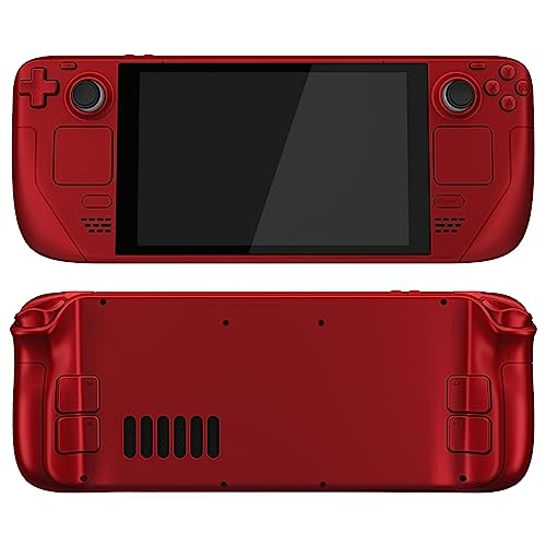 Image of eXtremeRate DIY Full Set Shell with Buttons for Steam Deck LCD, Custom Faceplate Back Plate Replacement Shell for Steam Deck LCD - Scarlet Red [Console NOT Included]