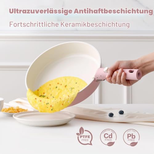 SENSARTE 24 Teiliges Keramik-Antihaft-Geschirrset mit Abnehmbare Griffe*3 – Ansicht 3