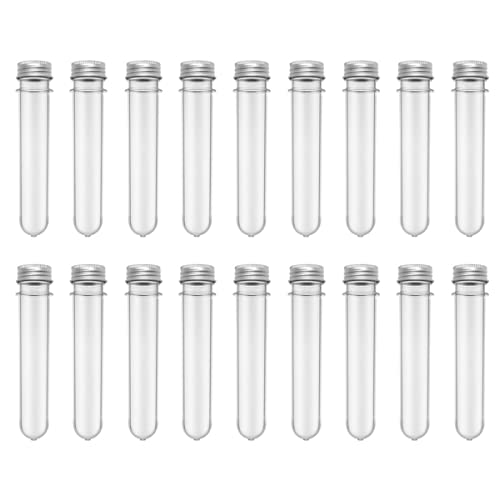50pcs Test Tube Bottle Storage Tubes Mini Test Tubes Test Tubes with Lids Cookie Containers Plastic Test Tubes Pet Tubes Multipurpose Test Tubes Aluminum Cover VILLFUL