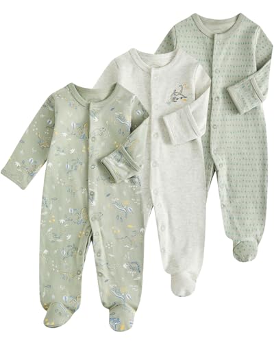 WYTbaby 3 Pack Baby Romper Cotton One Piece Newborn Jumpsuit Long Sleeve Bodysuit Baby Grows for 0-3 Months