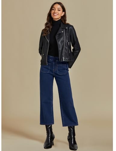 luvamia Wide Leg Jeans for Women Pull On Trendy High Waisted Cropped Jeans Denim Pants Stretchy Baggy with Patch Pockets4