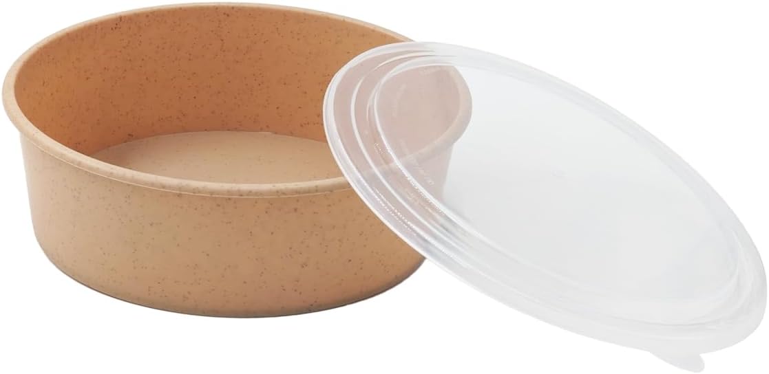 PacknWood 294WPCCO1200 40 oz 2.7 H x 7.3 D in. Huskly Reusable Salad Bowl with Clear Lid Beige - 10 Piece