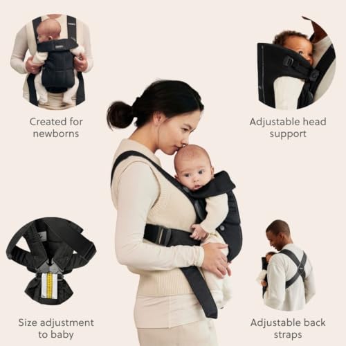 Image of BabyBjorn Baby Carrier Mini, Black, Woven | Newborn Carrier (7-15 lbs), Ergonomic, Easy-to-Use