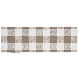 VHC Brands Runner 12×36 Cotton Dining Room Kitchen Table Runner Country Farmhouse Style Annie Buffalo Check Brown White