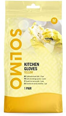 Amazon Brand - Solimo Kitchen Gloves Yellow, 5 pairs, Size: Medium