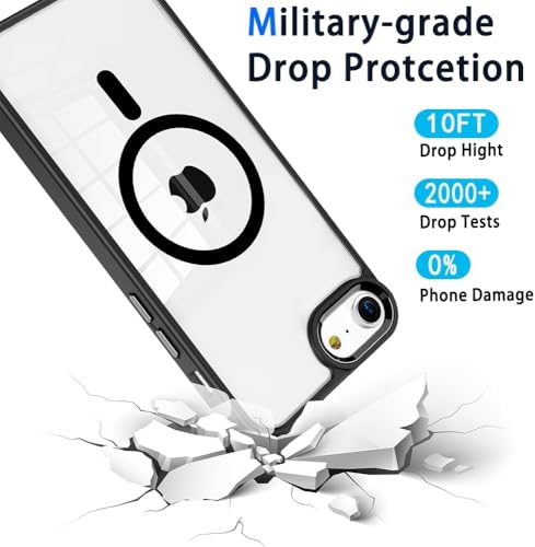 Image of NISHTECH for iPhone XR Case: Clear Magnetic Slim Fit Case Compatible with Magsafe Rugged Protective Transparent Cover (Black Magnetic)