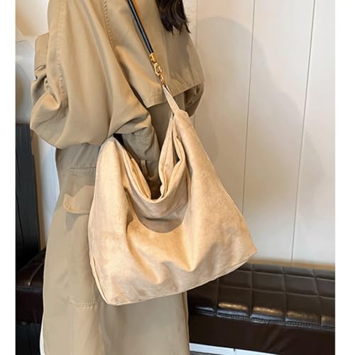 Suede Purse Large Slouchy Suede Bag Hobo Shoulder Bag for Women Soft Casual Tote with Alt Faux Leather Straps Everyday 20252
