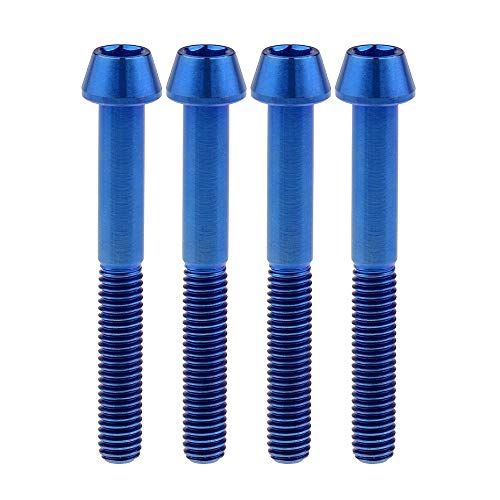 Image of Titanium Ti Bolt M5x9 16 18 20 25 30 35 40 45 50 55 60mm Tapered Head Screws Pack of 4 (M5x40mm, Blue)