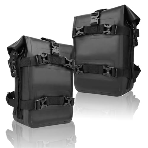 Bolsa Equipaje Moto 1-2 Piezas de Barras de Choque para Marco de Motocicleta, Bolsa Impermeable, Bolsa de colocación de Herramientas de reparación de Parachoques Bolsas Traseras Moto(Black 2pc)