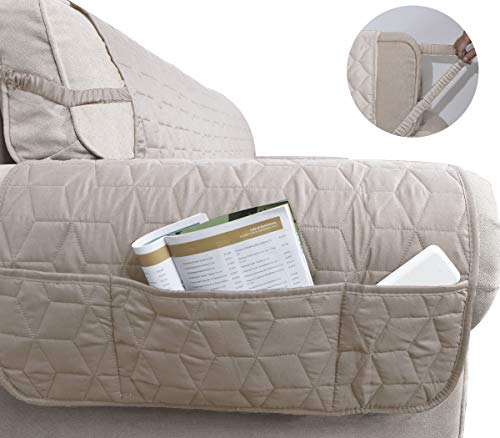Ameritex Couch Sofa Slipcover 100% Waterproof Nonslip Quilted Furniture Protector Slipcover for Dogs, Children, Pets Sofa Slipcover Machine Washable (Beige, 78'') by Ameritex - Used condition - Image 4