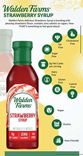 Walden Farms Strawberry Syrup 12 Oz Sweet Syrup - Near Zero Fat, Sugar And Calorie - For Pancakes, Waffles, French Toast, Ice Cream, Lemonade, Desserts, Snacks, Appetizers And Many More #TOP7