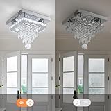 XEMQENER 25cm LED Ceiling Light Crystal Chandeliers, Modern Flush Crystal Ceiling Light, Square Cool White Mini Crystal Chandelier with Clear K9 Crystals for Hallway Dining Room Kitchen Bedroom - Image 5