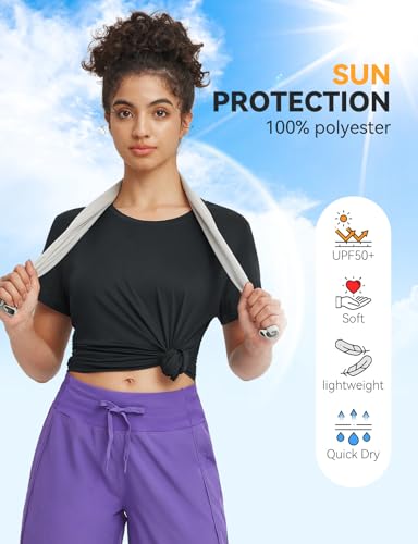 baleaf Women's Running Shirts Short Sleeve Workout Athletic Tops Moisture Wicking Quick Dry Exercise Hiking UV Sun Shirt3