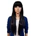 Rise World Wig Women's Fashion 70cm Long Straight Bangs Cosplay Costume Black Heat Friendly Wig