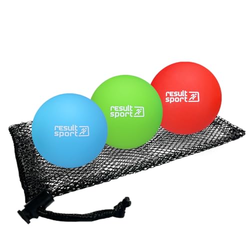 ResultSport Lacrosse - Pelota de masaje para espalda, juego de 3, masaje de punto de gatillo, recuperación de fascitis plantar, reflexología del estrés, bola miofásica y bola fisioterapia