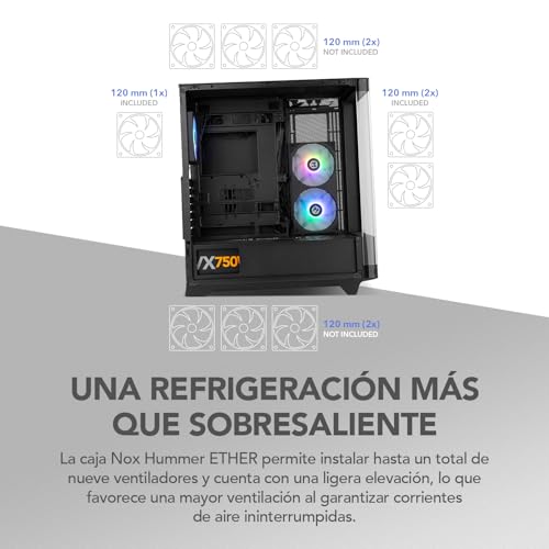 Caja Hummer Ether de NOX           , la semitorre ATX con cristal templado curvo y ventilación ARGB avanzada 7