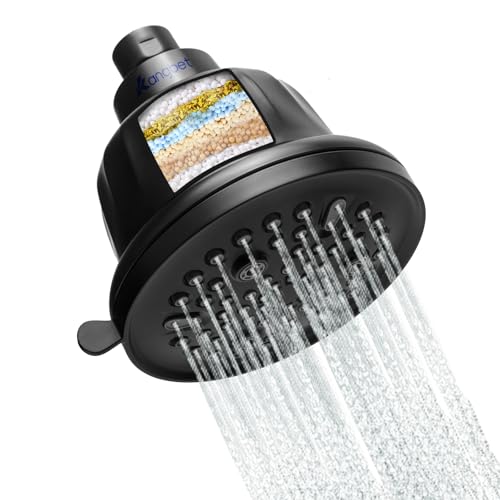Kangbet Filtered Shower Head - Shower Filter for Hard Water | Improves Skin & Hair by Reducing Chlorine & Heavy Metals from Hard Water-Black