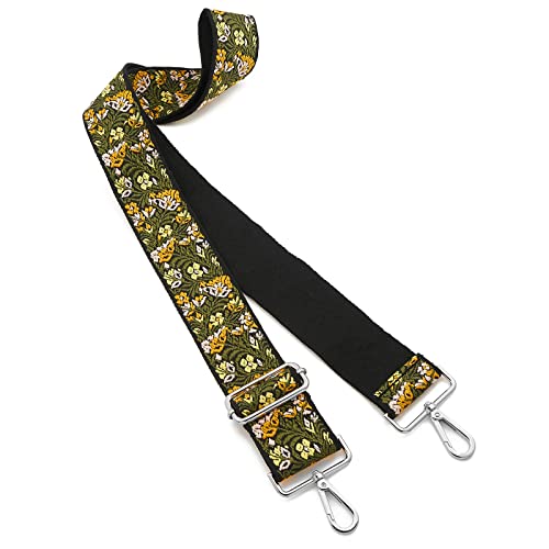 Image of Silvery Buckles Wide Shoulder Strap Adjustable Replacement Belt Crossbody Canvas Bag Handbag