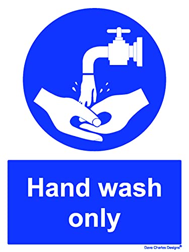 Image of Hygiene Catering - Hand Wash Only - Self Adhesive Vinyl Sticker A5 150mm x 200mm The clearest Health and safety signs Blue
