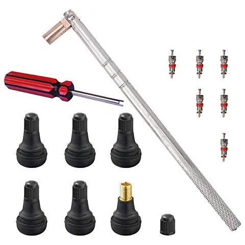 Febrytold Tire Valve Stem Tool Remover & Installation, 6 Pcs TR412 Snap-in Valve Stems with Valve Stem Cores, 1 Pcs Single Head Tire Valve Core Remover Installer Tool (14 Pcs) Cover