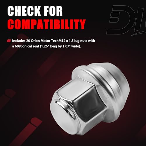 Image of Wheel Lug Nuts M12*1.5 Lug Nut, Cone Seat Lug Nut Set 3 /4 19mm Hex Compatible with Ford Lincoln Vehicles Escape Fusion Focus Fiesta Ranger EcoSport MKC MKZ Replace# 611-303 CV6Z1012C (20pcs)