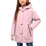 Waterproof Winter Coats for Girls Boys:Fashion Long Puffer Jackets with Pockets Thicken Fleece Lined Parka Outfits(Pink,12-13Years)