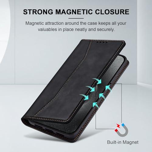 Image of Jasonyu Flip Wallet Case for iPhone 15 Pro Max,Black