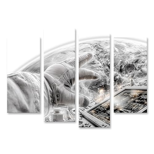 Image sur toile astronaute fascinante en 4 pièces Édition R2 pour décorer votre salon