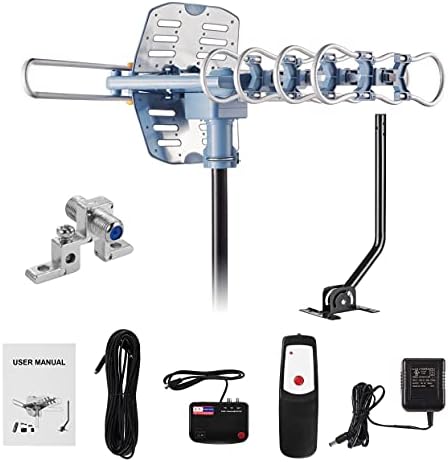 2021UPDATE!!!WA-2608 Digital Amplified Outdoor HDTV Antenna&60FT RG6 Coax Cable 150 Miles Range Wireless Remote Rotation