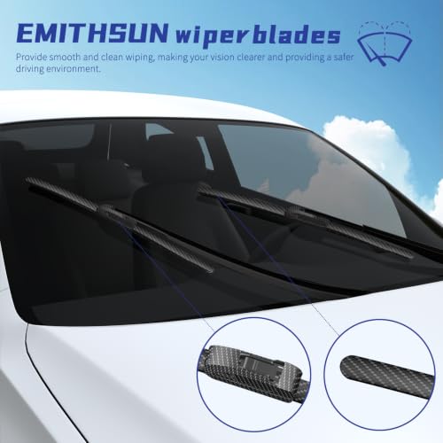 Image of OEM QUALITY 26 inch + 22 inch Premium All-Seasons Durable Stable And Quiet Carbon Fiber Silver Windshield Wiper Blades (Set of 2)