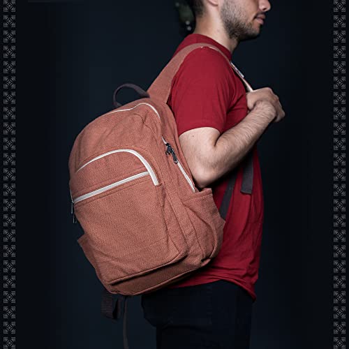 Ruana Lightweight Hemp Backpack 100% Natural Hemp Cotton Fabric Casual Daypack Multipurpose Handmade Bag For Travel, Hiking, Yoga, Picnic (Brown, 38 Cm W X 45 Cm L) #TOP5