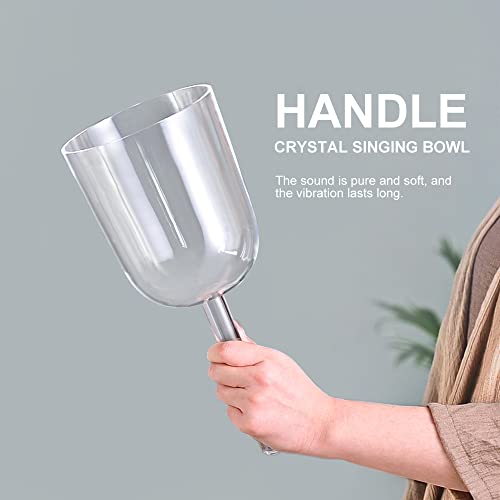 Cvnc 6 Inch F Note Handle Clear Quartz Crystal Singing Bowl + 6" Purple Colored Carry Case Bag + One Suede Mallet #TOP3