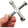 4 Way Multi-Functional Utilities Key, Plumbing Key Wrench, Plumber Key Opening Key Tool for Electric Control Water Gas Meter Box Cupboard Cabinet Train (Type B,Silver)